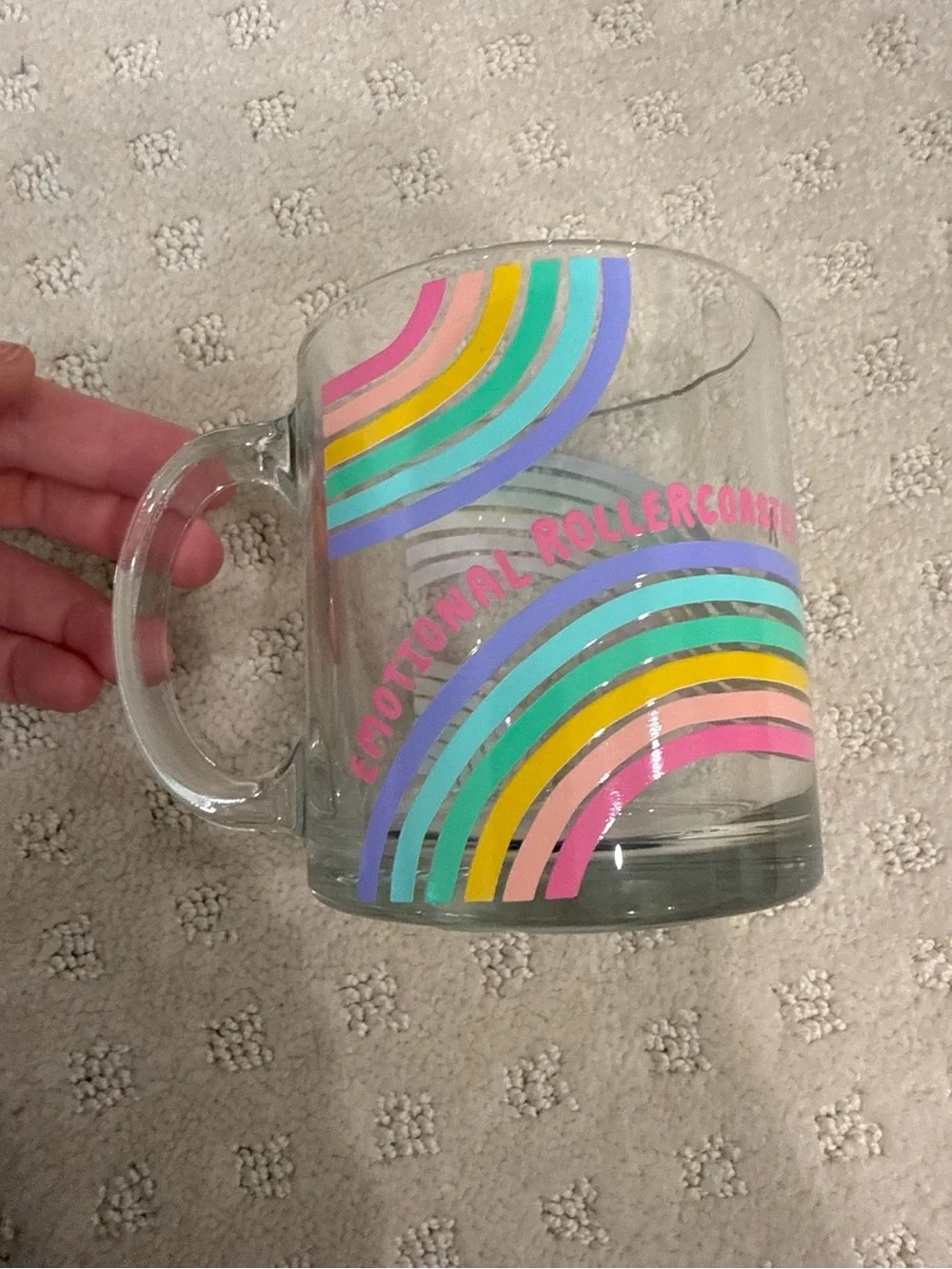 Emotional Rollercoaster Rainbow Glass Coffee Mug Retro Colorful New